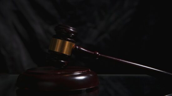 gavel in the dark background. law concept